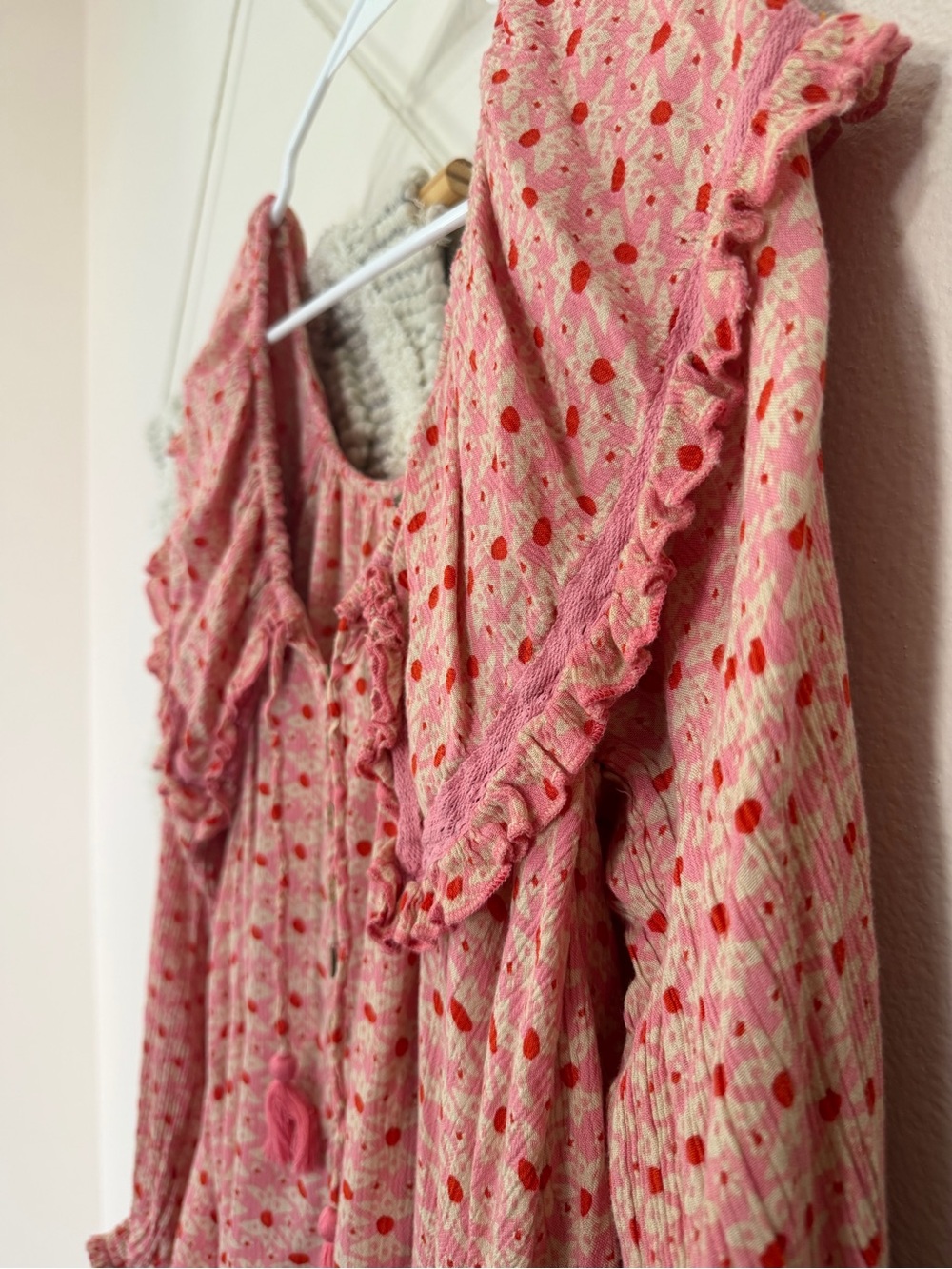 Free people pink bib collar button down blouse